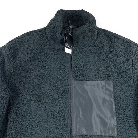 INC International Concepts Sherpa Jacket Mens Size Large L Black Full Zip Fleece - Picture 5 of 12